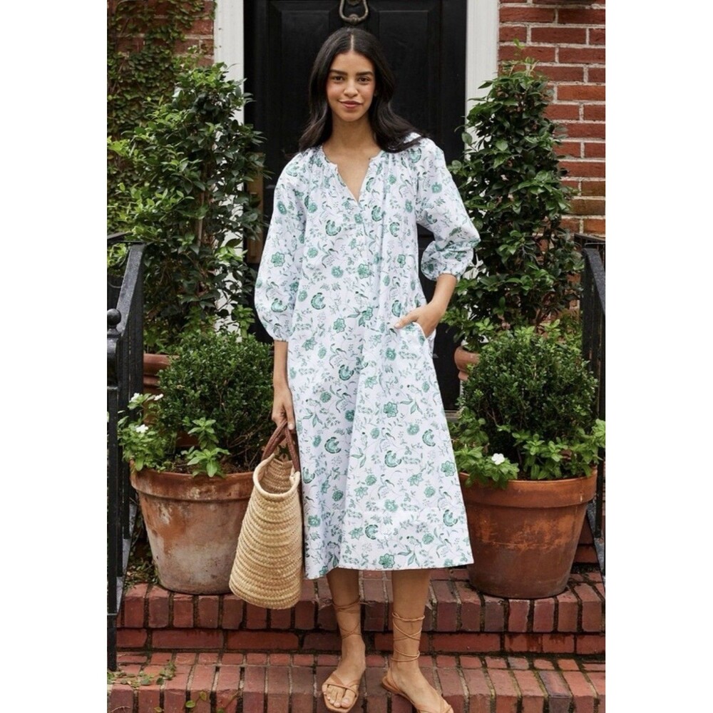 LAKE BRUNCH MIDI Dress Meadow Vines Size M With Pockets Floral (No Belt)